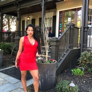 Red Lace Sleeveless Dress